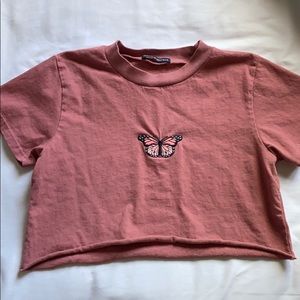 Brandy Melville Cropped Butterfly Tee